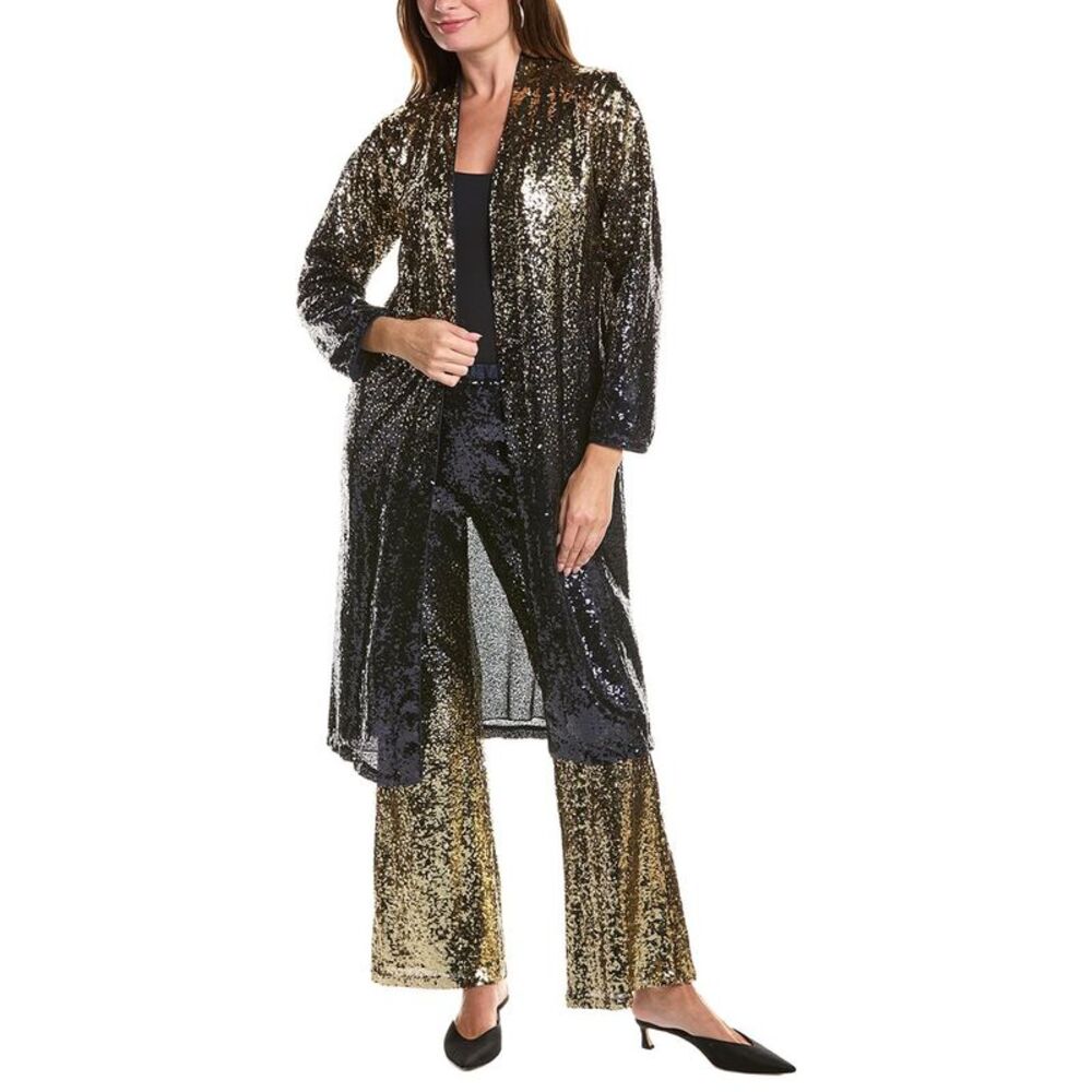 Johnny Was Womens Selya Sequin Duster, Navy